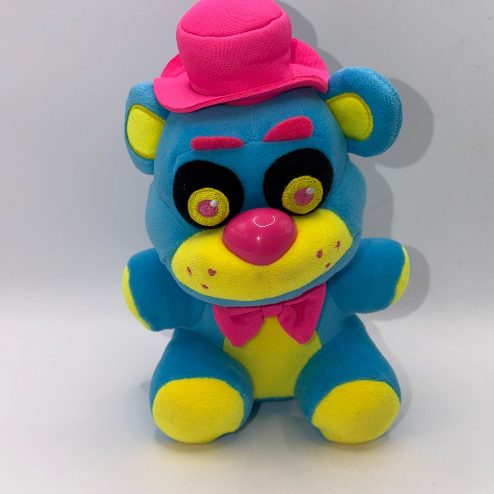Funko 8" Blacklight Freddy Fazbear Neon Blue Pink Yellow Gamer Plush Toy FNAF